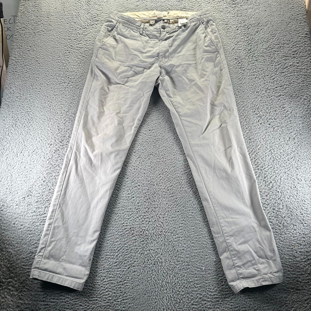 H&M L.O.G.G. Pant Mens 34x34 Green Chino Straight Slim Business Career Office